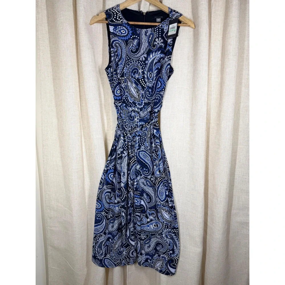 Tommy Hilfiger NWT Blue Paisley Belted Cropped Wide Leg Jumpsuit Sz 8 Resortwear